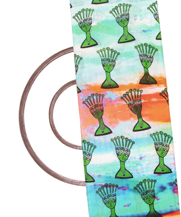 Sea Green Colour Object Digital Printed Pure Muslin Fabric